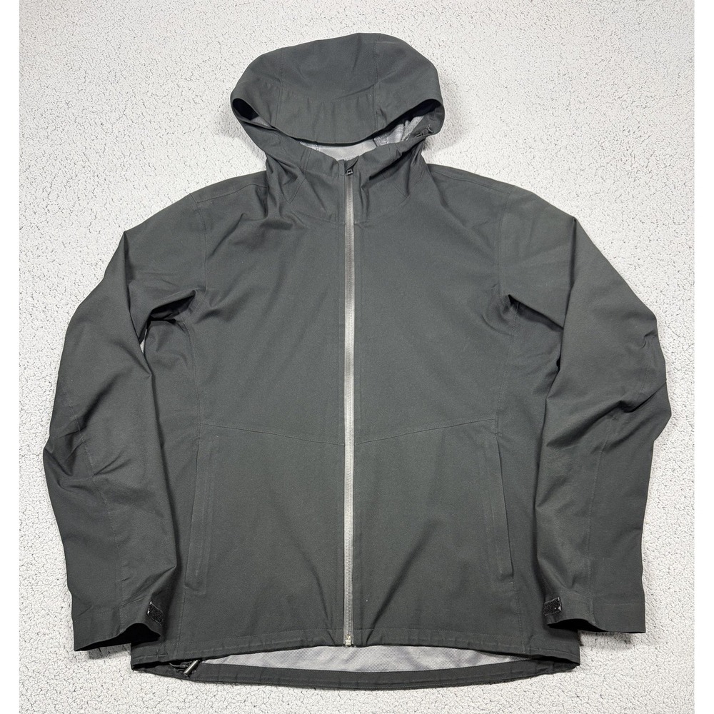Uniqlo Jacket Mens Large Black Hooded Full Zip Windproof Softshell Stretch